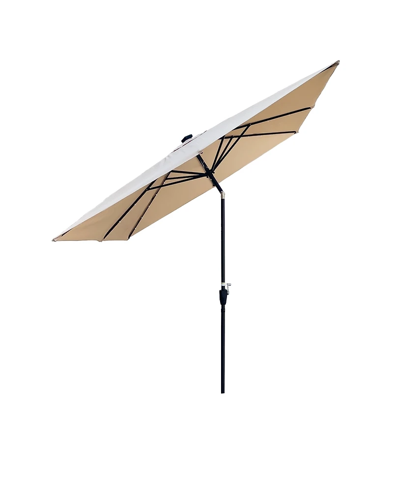 Streamdale Furniture Square 2.5x2.5M Solar Led Patio Umbrella with Crank and Base