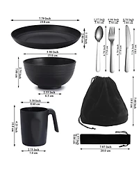 Piscifun Camping Mess Kit Stainless Steel Cutlery Set Cup Bowl Plate For Travel Picnic Outdoor