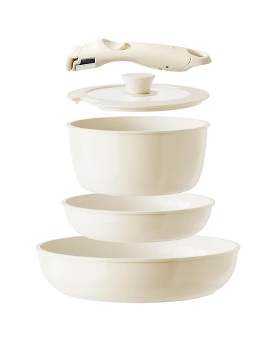 Piscifun 5 Piece Nonstick Ceramic Cookware Set Detachable Handle Space Saving For Rv