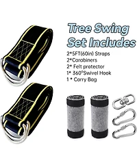 Piscifun 5ft Tree Swing Hanging Kit 5500 Lbs. Capacity Extra Long Straps Screw Lock Carabiners