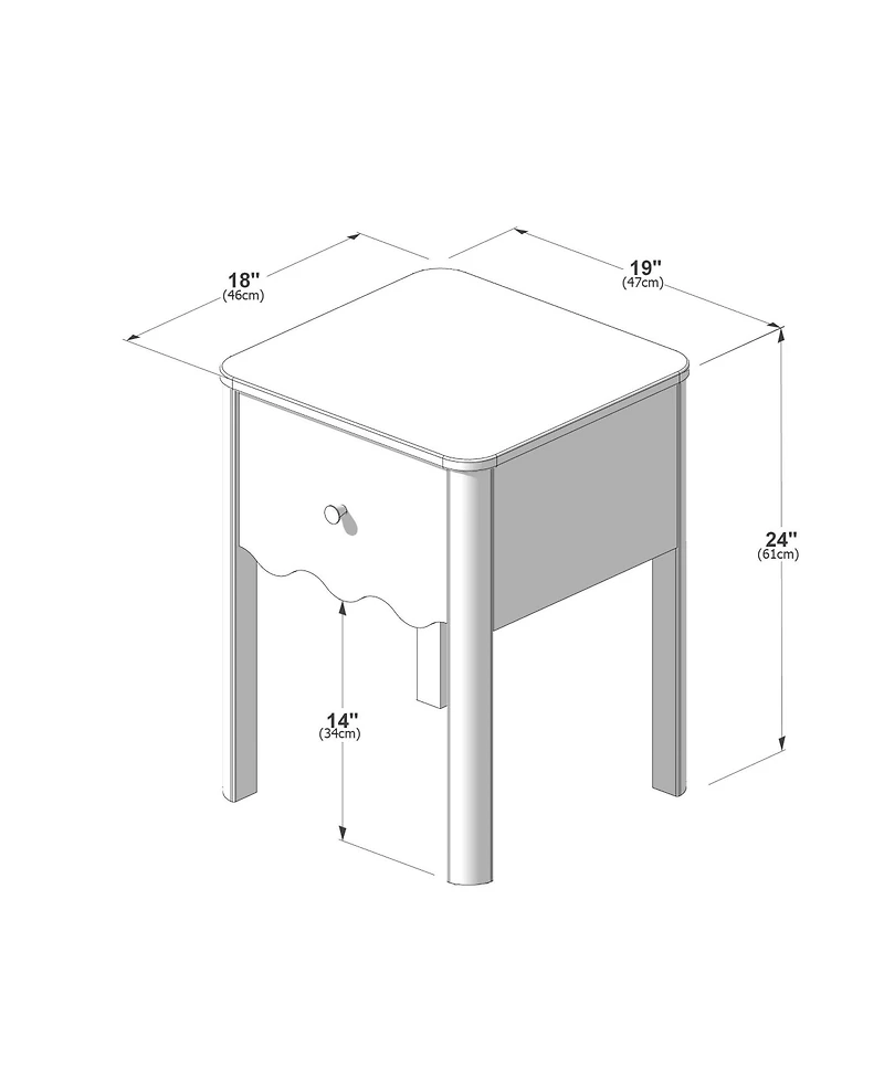 Plank+Beam Sutton 1 Drawer Nightstand, 18 x 18, Blonde