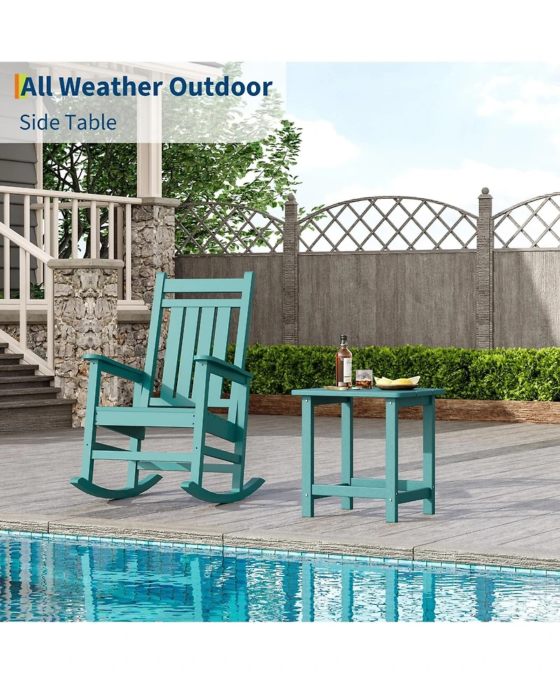 homfan Weather Resistant Hdpe Adirondack Square Side Table – Easy Assembly, Maintenance-Free for Patio Garden Balcony Porch Pool Beach