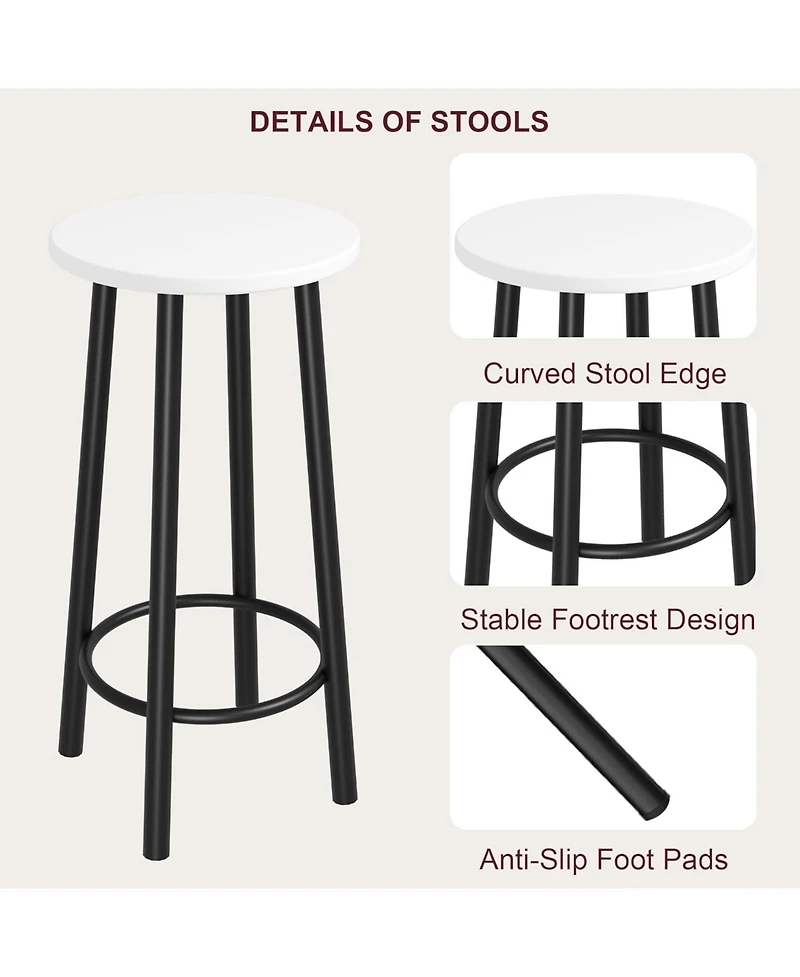 homfan 47 Inch Bar Height Dining Table Set with 2 Stools and 3 Storage Shelves Space Saving Office Table and Chair for Apartment, Kitchen, Bistro