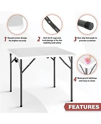 Aofar 34" Folding Card Table Portable Party Camping Table