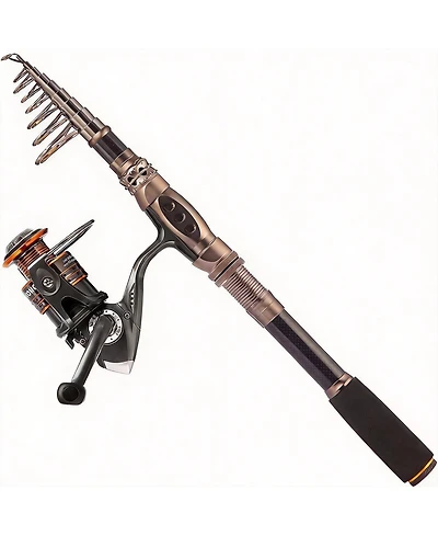 Aofar 6.89 feet Fishing Rod Reel Carbon Fiber Telescopic Pole Kit Ambidextrous