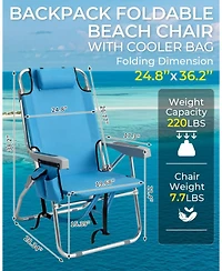 Aofar Beach Chair 5-Level Adjustable With Cooler Storage Bags