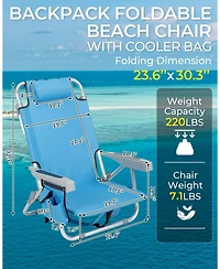 Aofar Beach Chair 5-Level Adjustable With Cooler Storage Bags