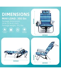 Aofar 2pack Beach Chairs Heavy Duty Lay Flat Folding Cooler Pouch