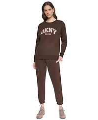 Dkny Sport Women's Varsity Puff Logo Crewneck Sweatshirt