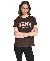 Dkny Sport Women's Puff Varsity Logo Relaxed-Fit Crewneck T-Shirt