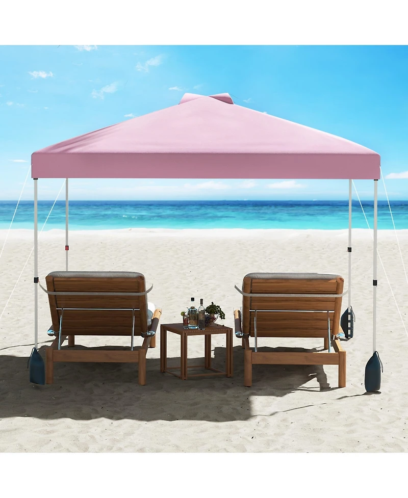Sugift 10x 10 feet Pop Up Canopy Tent with One Sidewall and Wheeled Bag