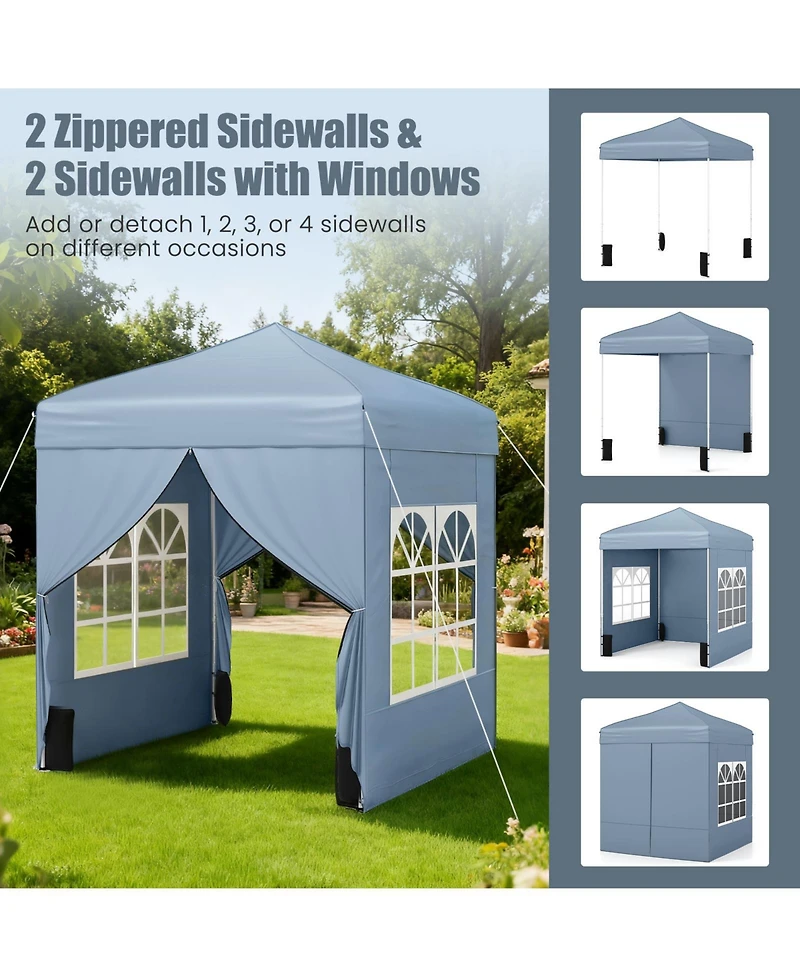 Sugift 6.5x6.5 feet Pop Up Canopy Tent with 4 Sidewalls UPF50+ and Wheeled Bag
