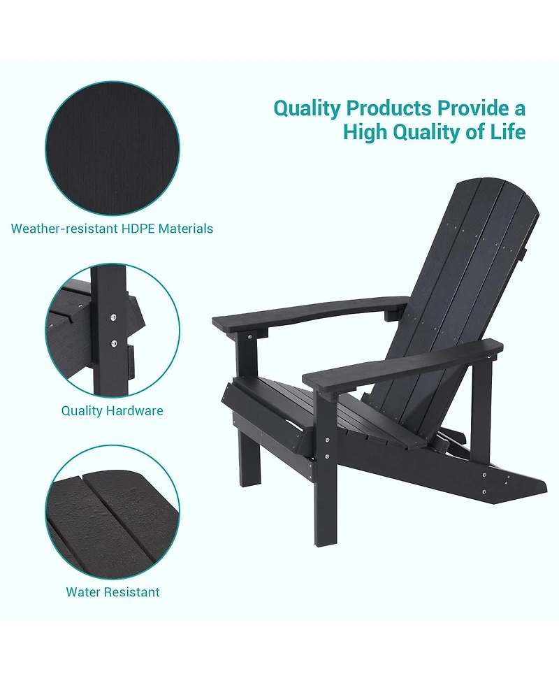 Sonkuki Adirondack Chair Patio with Big Armrests Fire Pit Weather Resistant, Easy Installation Outdoor for Patio, Lawn and Backyard