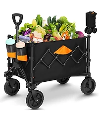 Gnuadz Collapsible Wagon All-terrain Wheels Cup Holders Outdoor Cart Camping