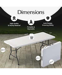 Aofar 6 Feet Folding Table Steel Portable Heavy Duty