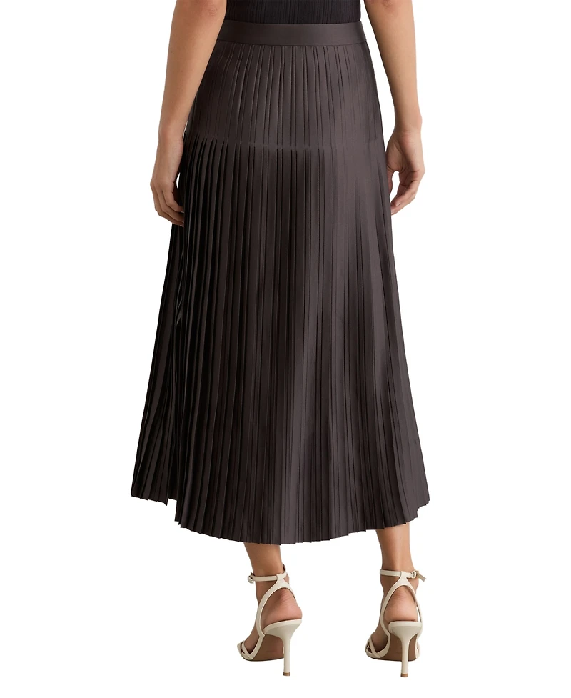 Reiss Petite Savannah Satin Pleated Midi Skirt