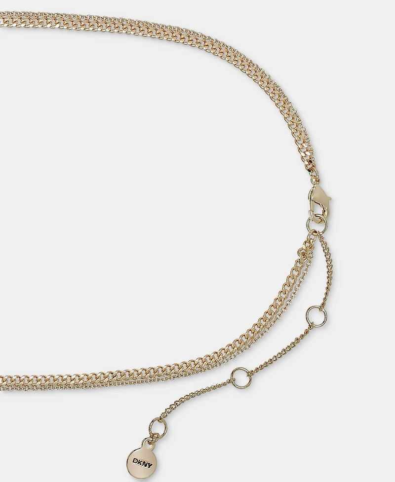 Dkny Green Crystal Two Row Pendant Necklace, 16" + 3" extender