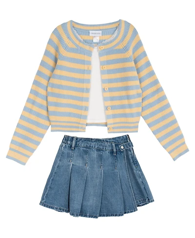 Tween Diva Girls' 7-20 Long-Sleeve Sweater, Tank Top and Skort, 3-Piece Set