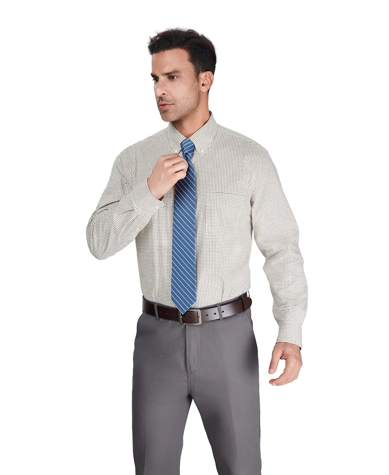 Club Room Men's Regular-Fit Brown Plaid Dress Shirt