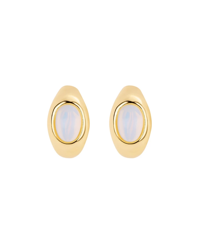 Macy's Gold-Plated Howlite Turquoise Simulated Moonstone Huggie Hoop Earrings