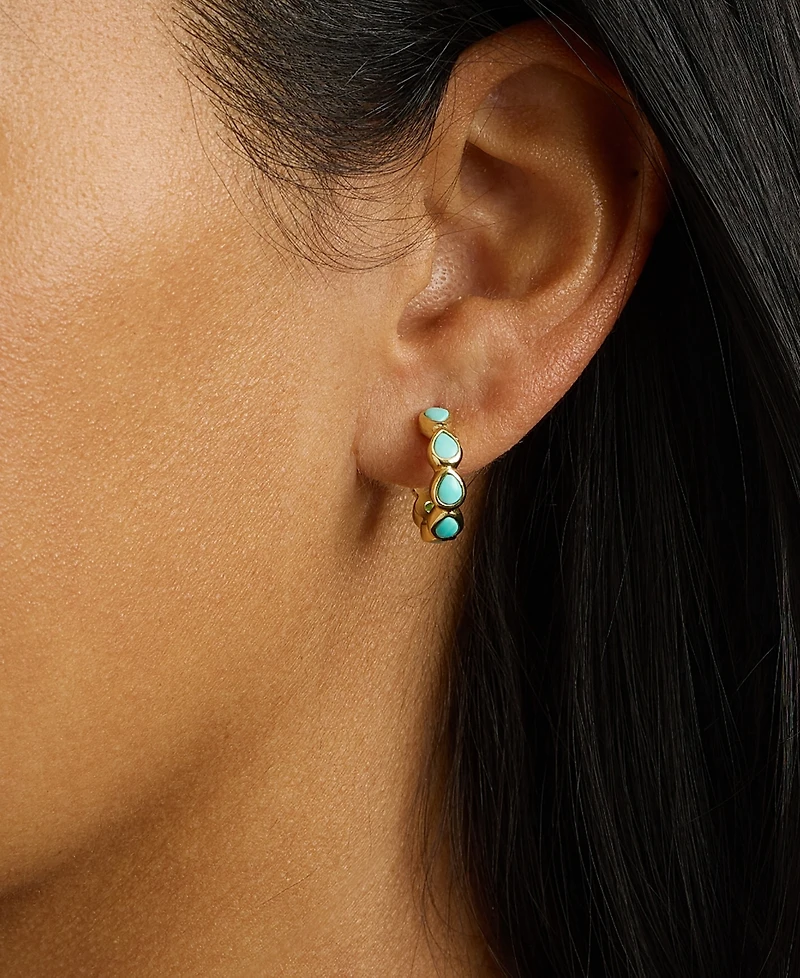 Macy's Gold-Plated Howlite Turquoise Pear Hoop Earrings