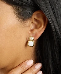 Macy's Gold-Plated Howlite Lapis Imitation Pearl Stud Drop Earrings