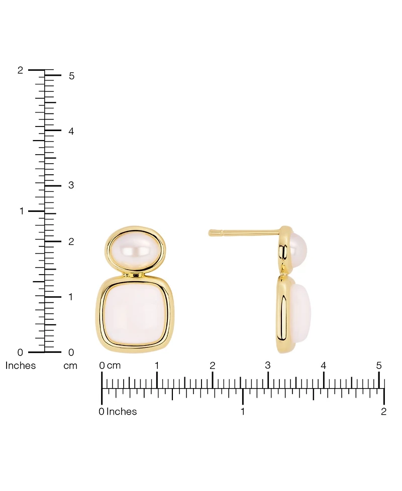 Macy's Gold-Plated Howlite Lapis Imitation Pearl Stud Drop Earrings