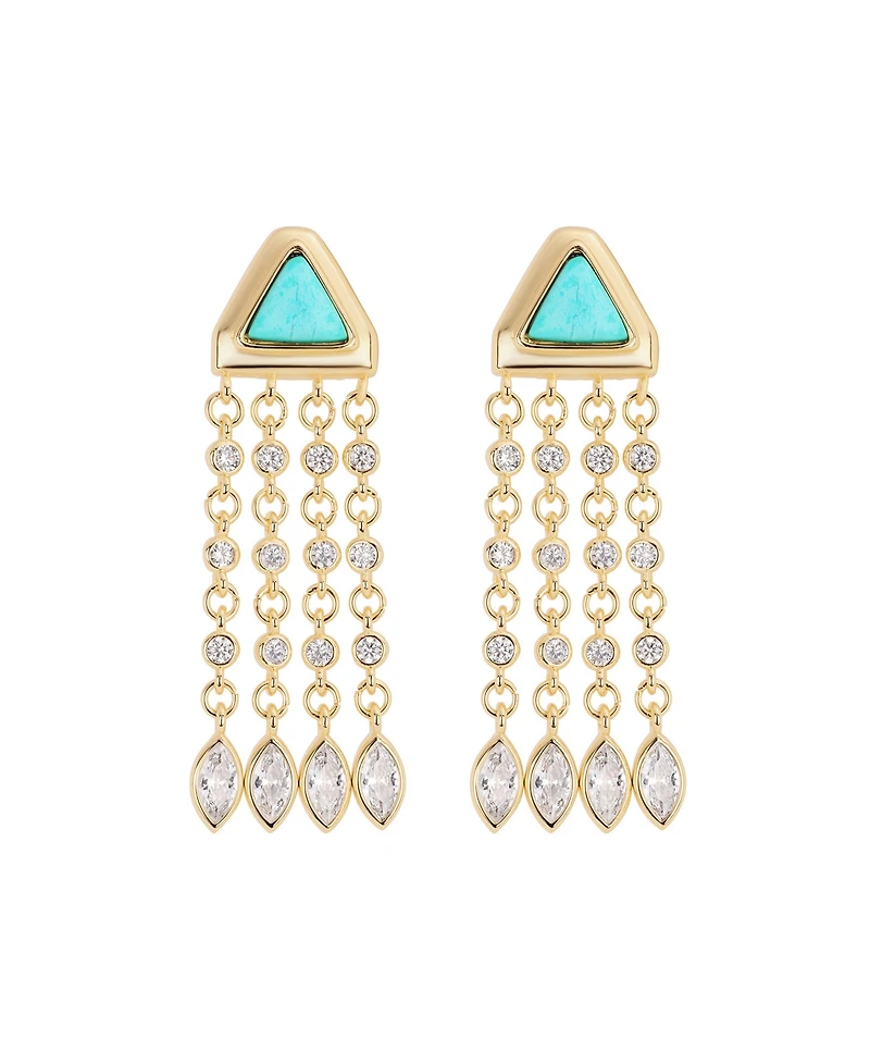 Macy's Gold-Plated Howlite Turquoise and Cubic Zirconia Triangle Waterfall Drop Earrings