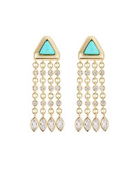 Macy's Gold-Plated Howlite Turquoise and Cubic Zirconia Triangle Waterfall Drop Earrings