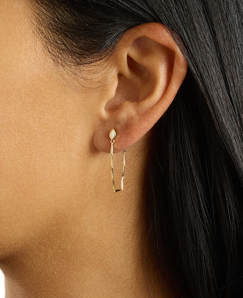 Macy's Gold-Plated Simulated Opal Chain Front and Back Post Drop Earrings