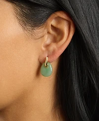 Macy's Gold-Plated Green Aventurine Hoop Drop Earrings