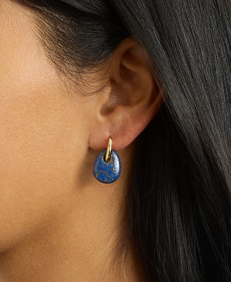 Macy's Gold-Plated Green Aventurine Hoop Drop Earrings
