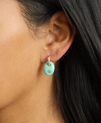 Macy's Gold-Plated Howlite Turquoise Lapis Mariner Cubic Zirconia Huggie Hoop Earrings