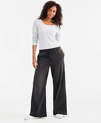 Style & Co Women's High-Rise Wide-Leg Pull-On Denim Jeans, Macy's Exclusive