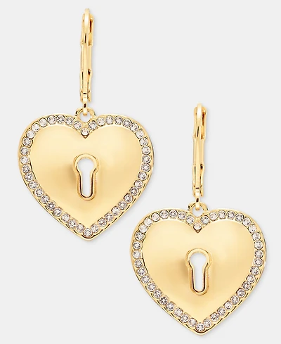 Karl Lagerfeld Paris Pave Heart Lock Drop Earrings