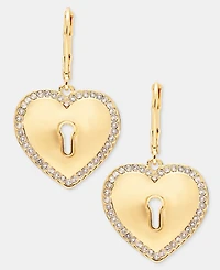 Karl Lagerfeld Paris Pave Heart Lock Drop Earrings