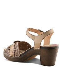 L'Artiste Women's Spring Step Upperbuck Ankle Strap with Hand-Painted Design