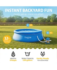 Funsicle 12' x 36" QuickSet Inflatable Ring Top Outdoor Above Ground Pool w/Pump