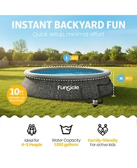 Funsicle 10' x 30" QuickSet Ring Top Above Ground Swimming Pool Dark Herringbone