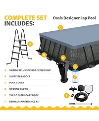 Funsicle 24 Ft Oasis Designer Lap Above Ground Pool w/ Pump, Dark Herringbone