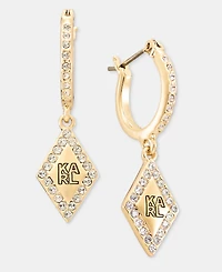Karl Lagerfeld Paris Pave Logo Charm Hoop Earrings