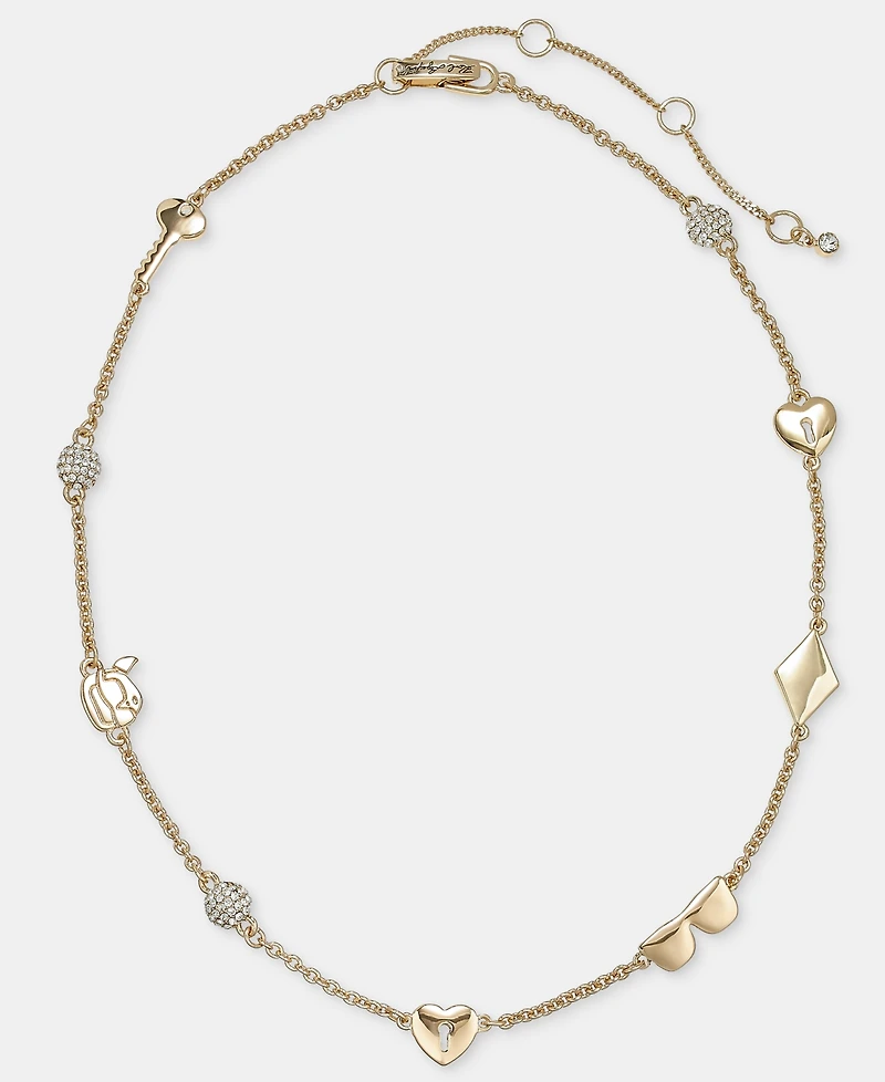 Karl Lagerfeld Paris Crystal Ikon Heart Station Collar Necklace, 16" + 3" extender