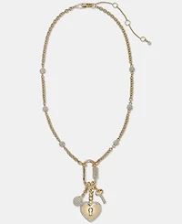 Karl Lagerfeld Paris Pave Multi-Charm Carabiner Lariat Necklace, 16" + 3" extender