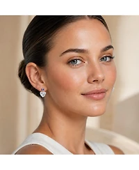 Rachel Glauber Dainty 14K Gold Plated Cz Heart Earrings