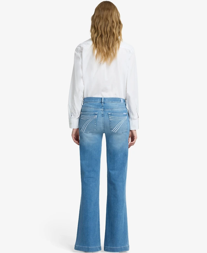 7 For All Mankind Women's Dojo Tailorless Mid-Rise Flare Jeans