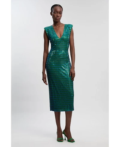 Karen Millen Women's Plunge V-Neck Sleeveless Midi Dress