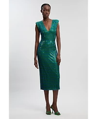 Karen Millen Women's Plunge V-Neck Sleeveless Midi Dress