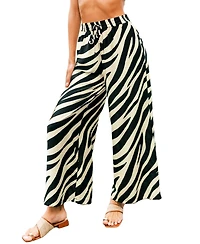 Cupshe Women's High-Rise Wide-Leg Zebra-Print Pants