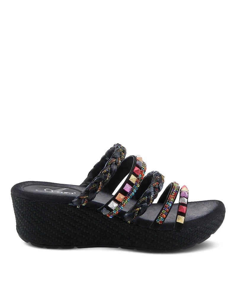 Azura Women's Shinychic Wedge Sandal with Suede Upper