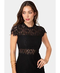 Bebe Women's Lace Short Sleeve Illusion Dress